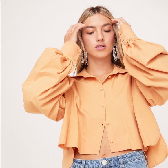 Nasty Gal Tops - NWT NastyGal Cropped Button Front Shirt Orange/Tan
